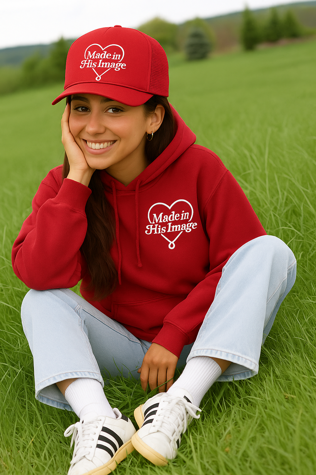 Made In His Image Red/White Unisex Hoody