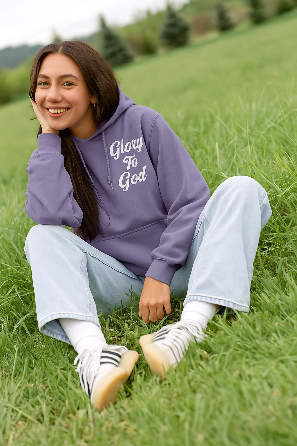 Glory To God Plum/White Unisex Hoodie