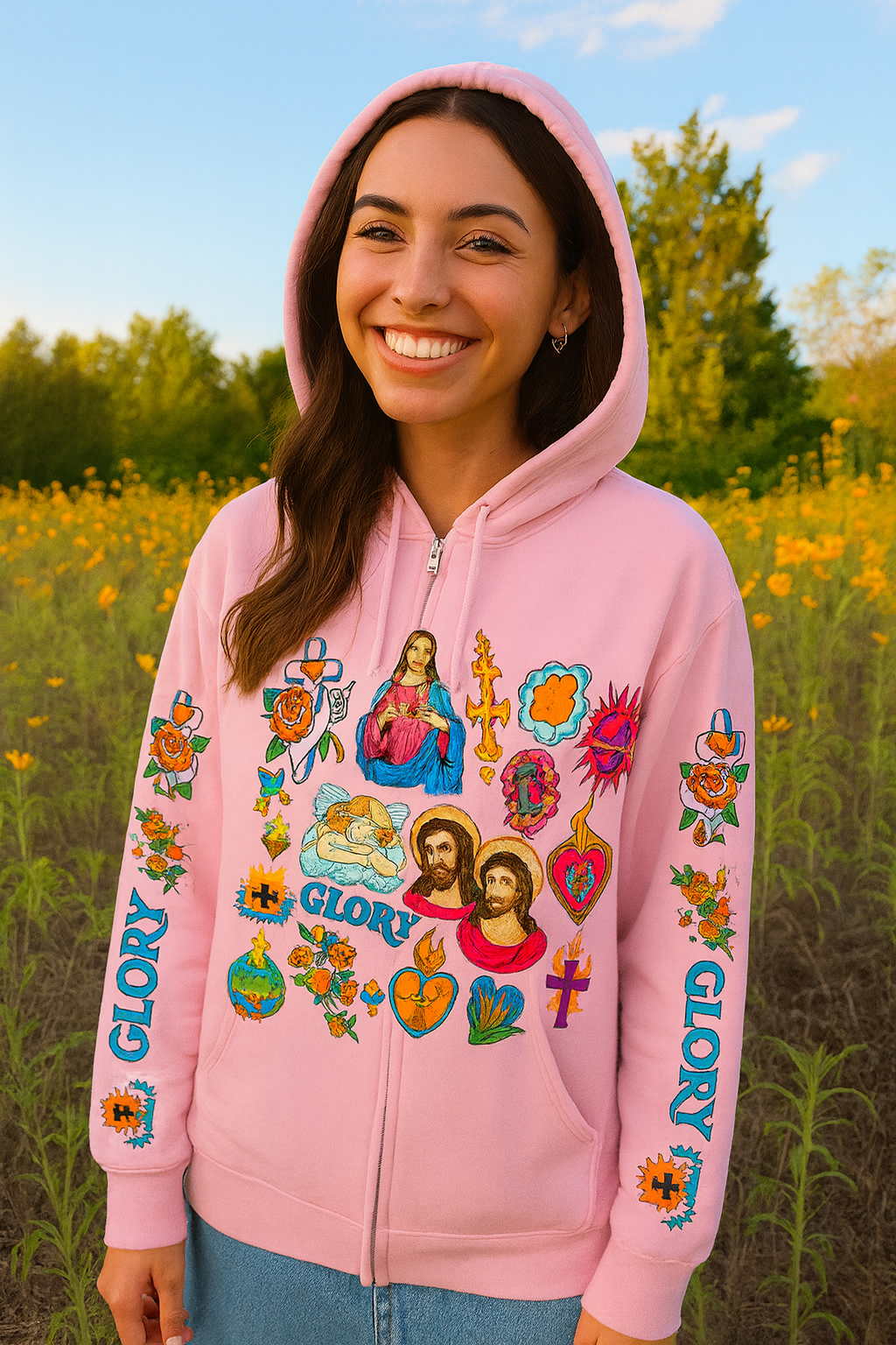 Glory Jesus Pink Unisex Zip Up