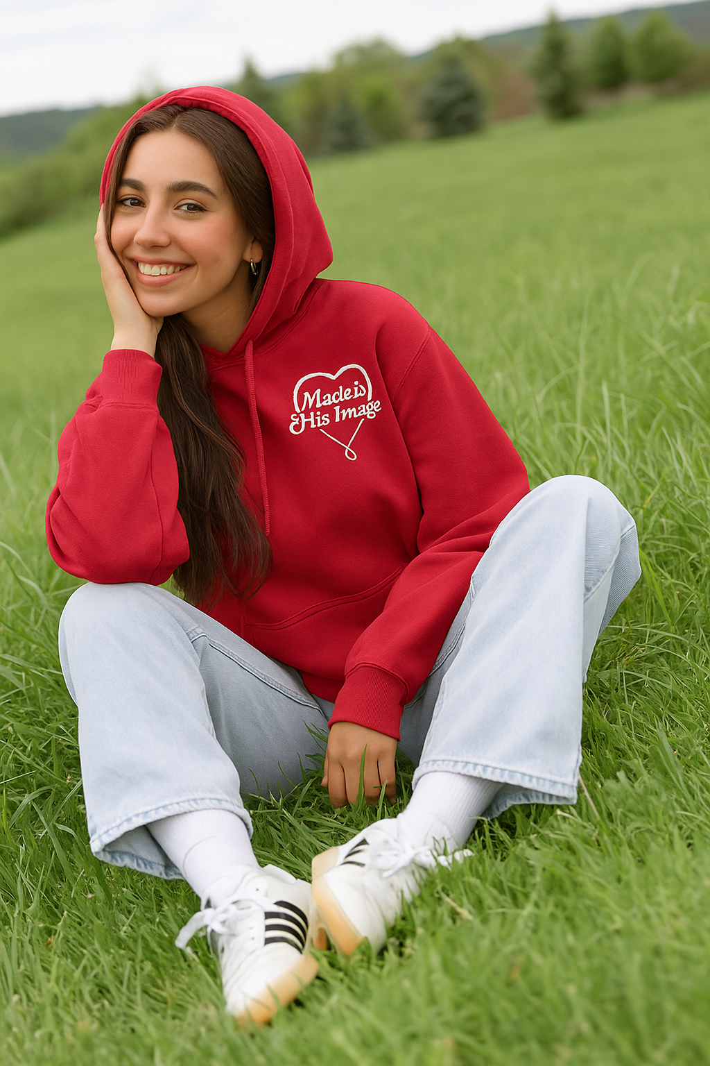 Made In His Image Red/White Unisex Hoody