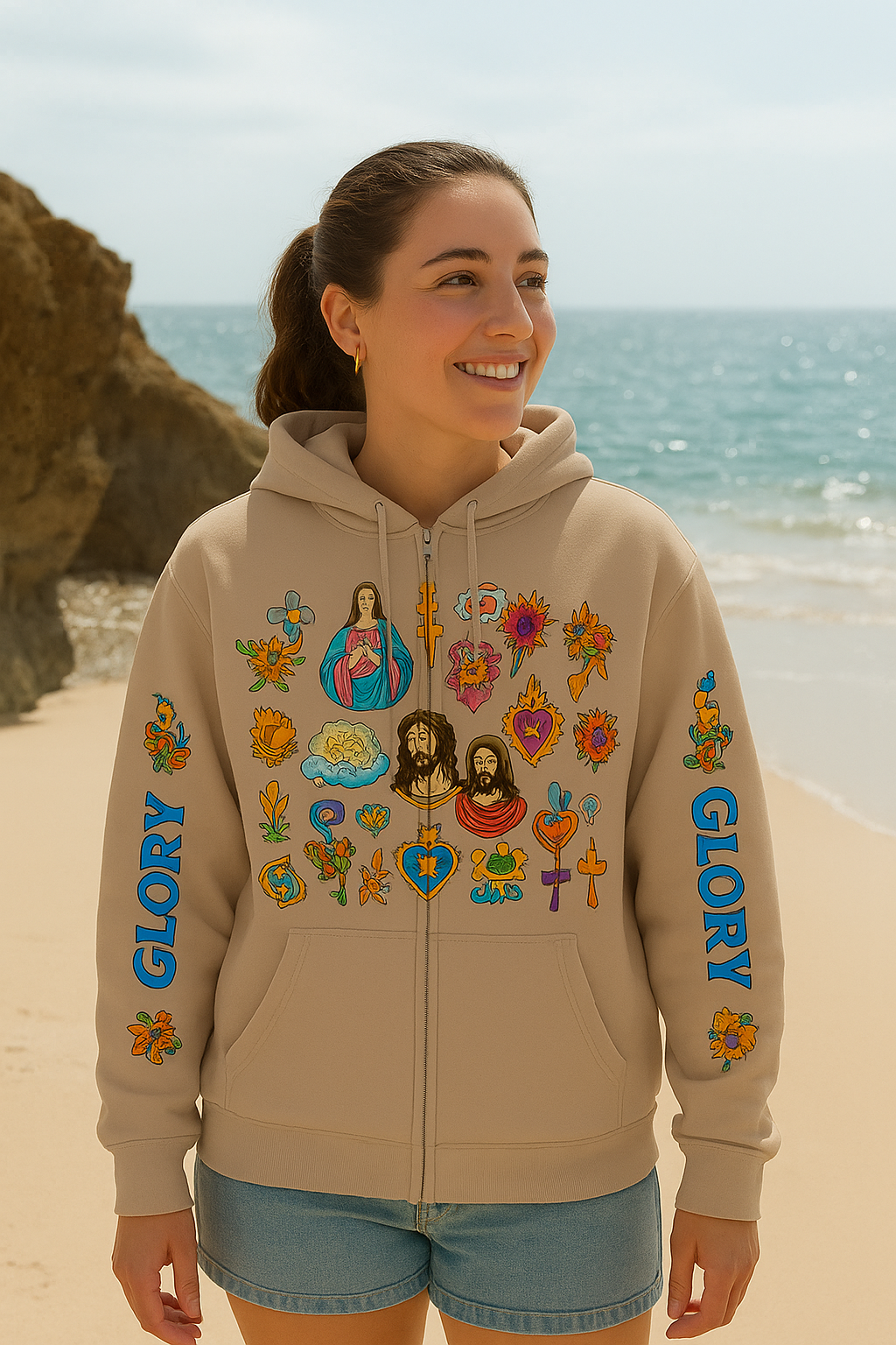 Glory Jesus Brown Unisex Zip Up