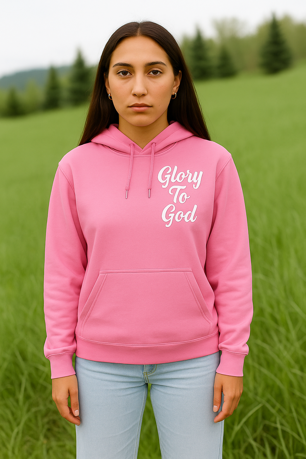 Glory To God Pink/White Unisex Hoodie