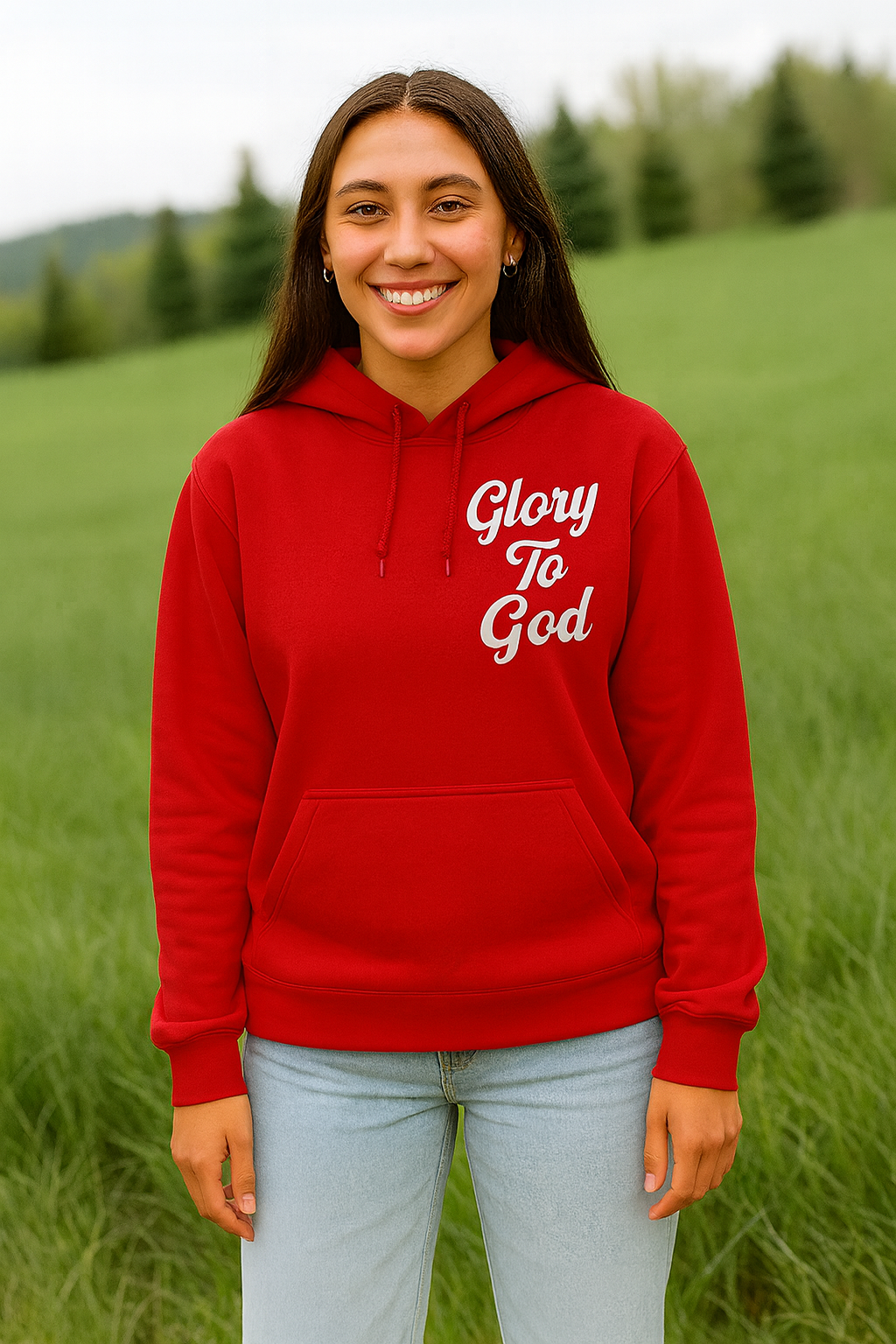 Glory To God Red/White Unisex Hoodie