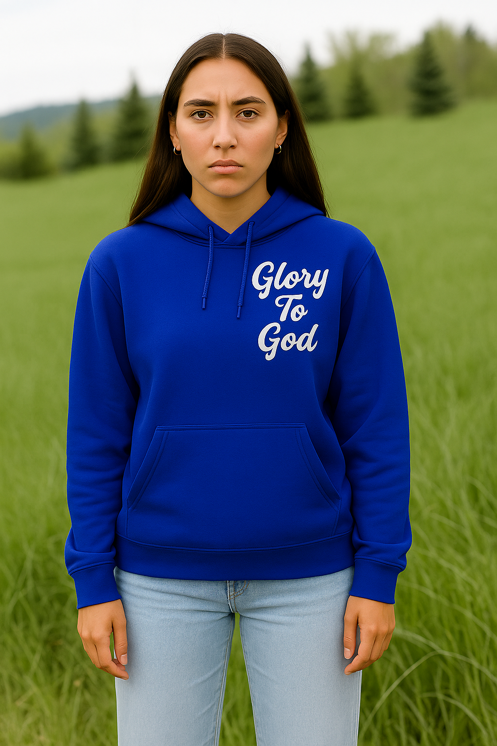 Glory To God Royal Blue /White Unisex Hoodie