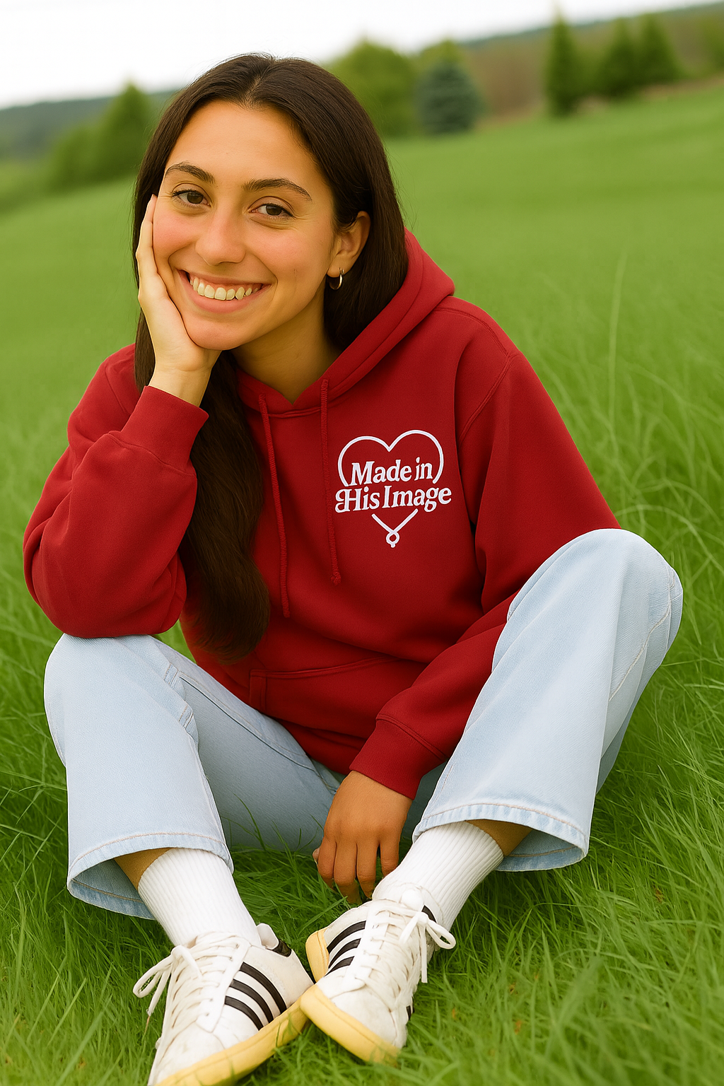 Made In His Image Red/White Unisex Hoody