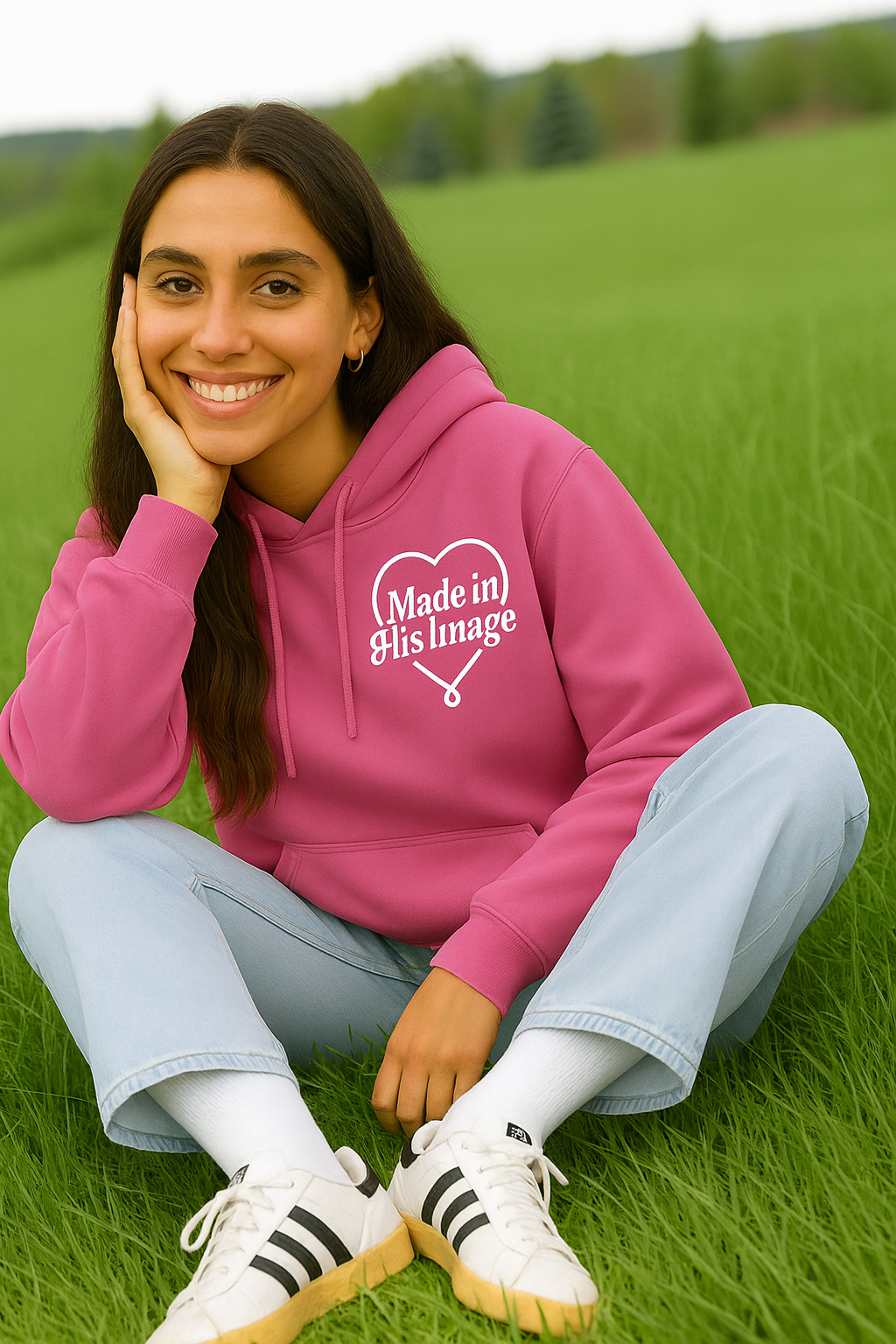 Made In His Image Pink/White Unisex Hoody