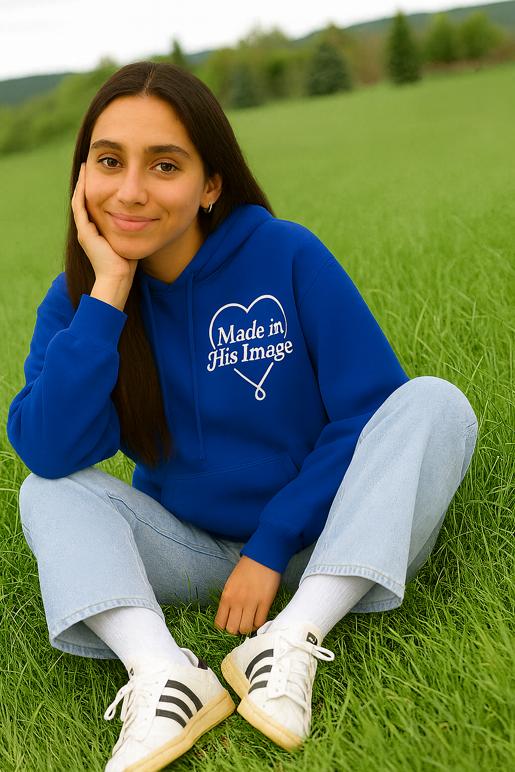 Made In His Image Royal Blue/White Unisex Hoody